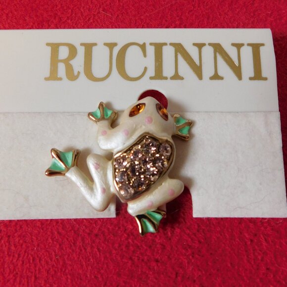 Ladies Rucinni Frog Brooch - Picture 2 of 3